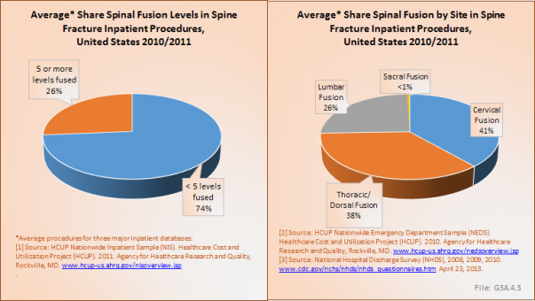 Share Spinal Fusion by Procedure and Site in Spine Fracture Inpatient Procedures, United States 2010/2011